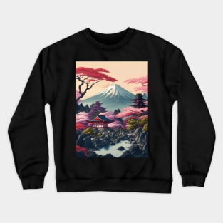 Serene Mount Fuji Sunset - Peaceful River Scenery Crewneck Sweatshirt